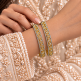 Two-Tone Leaf AD Stone Kada