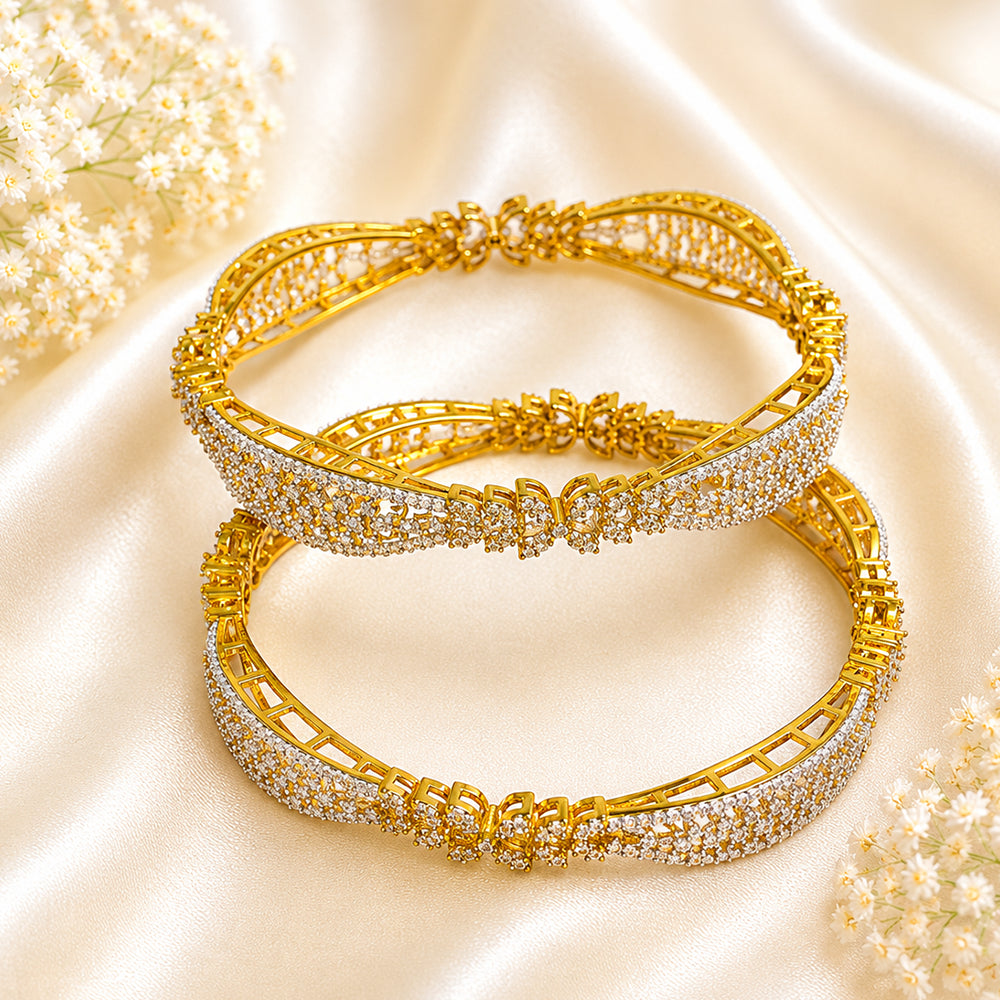 Twotone (gold/silver) plated AD kada 0012
