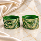 Wavy Gold Print Glass Bangles