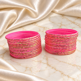 Wavy Gold Print Glass Bangles