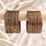 Wavy Gold Print Glass Bangles