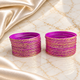 Wavy Gold Print Glass Bangles