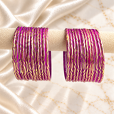 Wavy Gold Print Glass Bangles