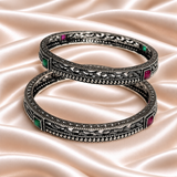 Wavy Vine Oxidised Kada
