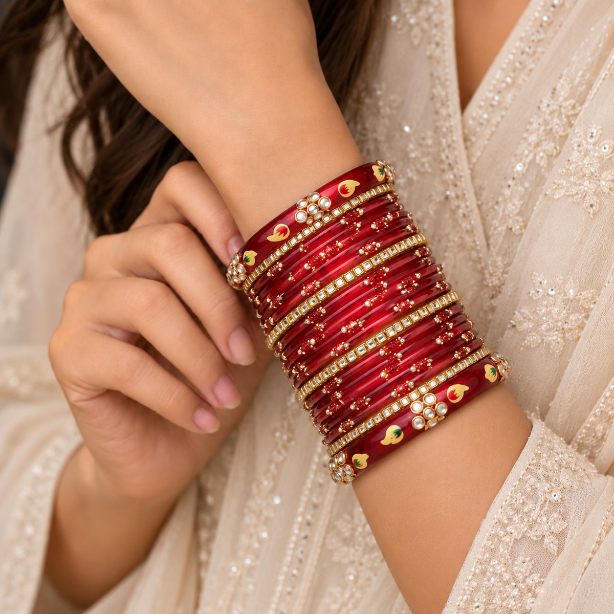Tulip Bloom Glass Bangle Set