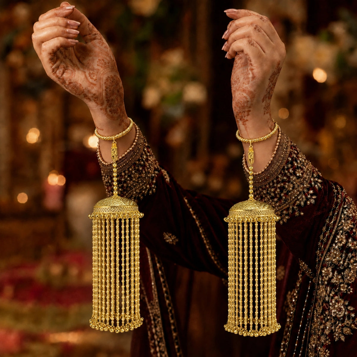Shifa Golden Long Pear And Ghungroo Kalira