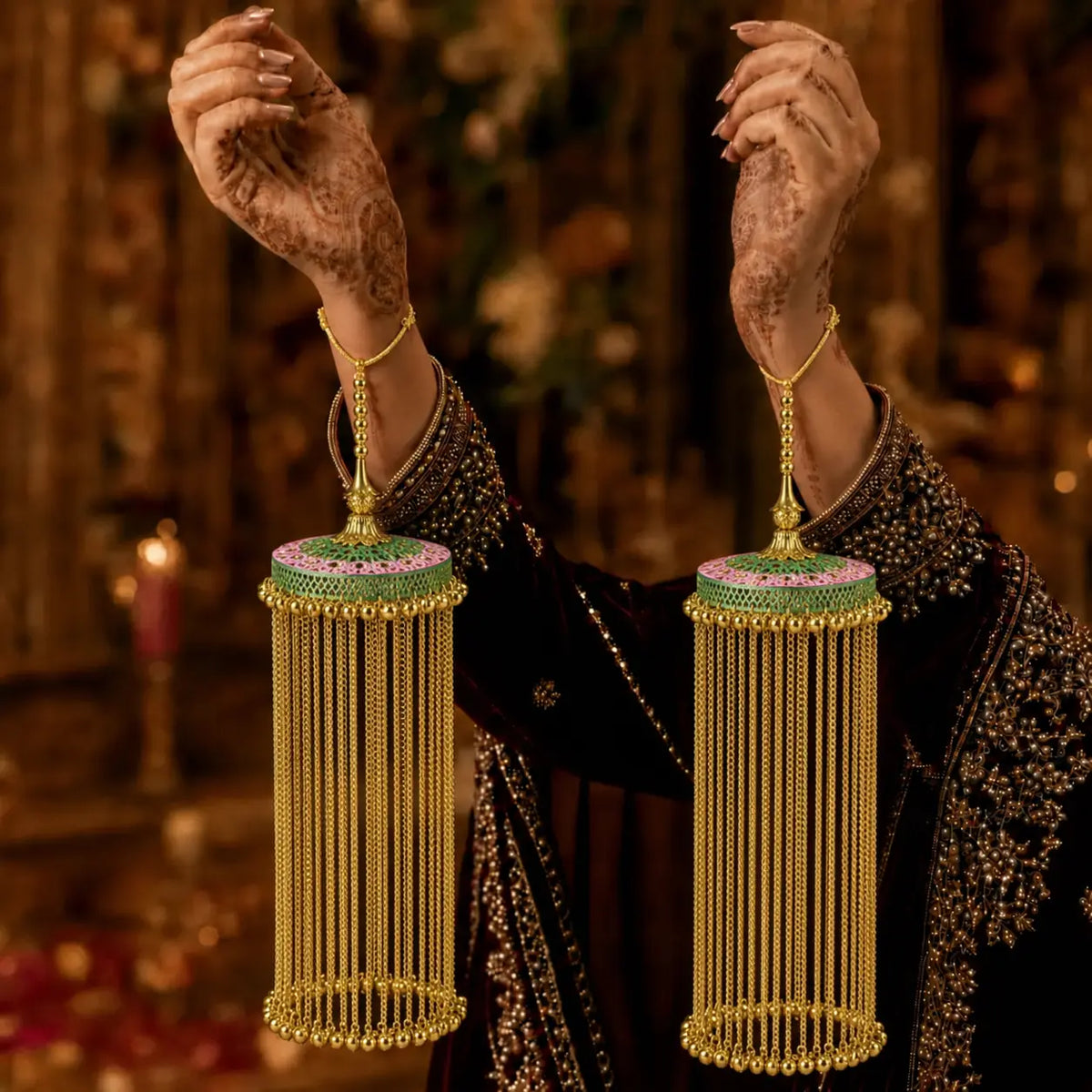 Traditional MeenaKari Dome Chandelier Ghungroo Kalira