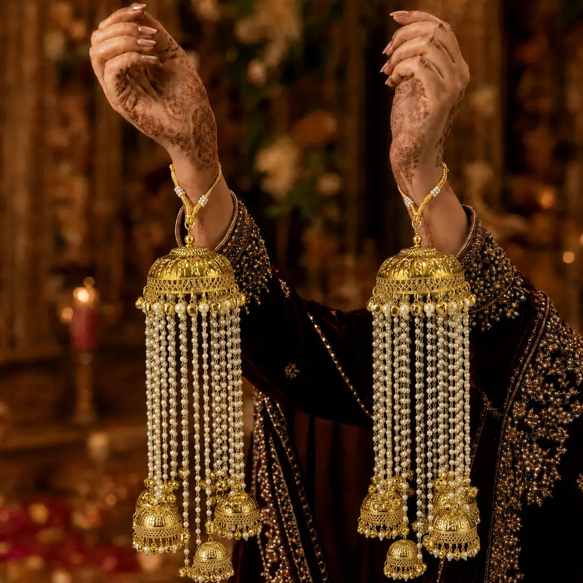 Pearl Layered Jhumka Kalira