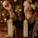Traditional Long Gold Dome Pearl-Beaded With Ghungroo Kalira