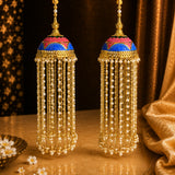 Meenakari Dome Bridal Kalira With Long Pearl Drops