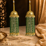 Traditional Jhumar-Style Bridal Kalira Pastel Green Bead Strands