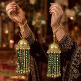 Traditional Jhumar-Style Bridal Kalira Pastel Green Bead Strands