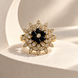 Layered Flower AD Stone Ring