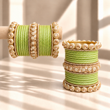 Drop Border Glass Bangle Set