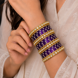 Floral Kundan Stone Bangle Set