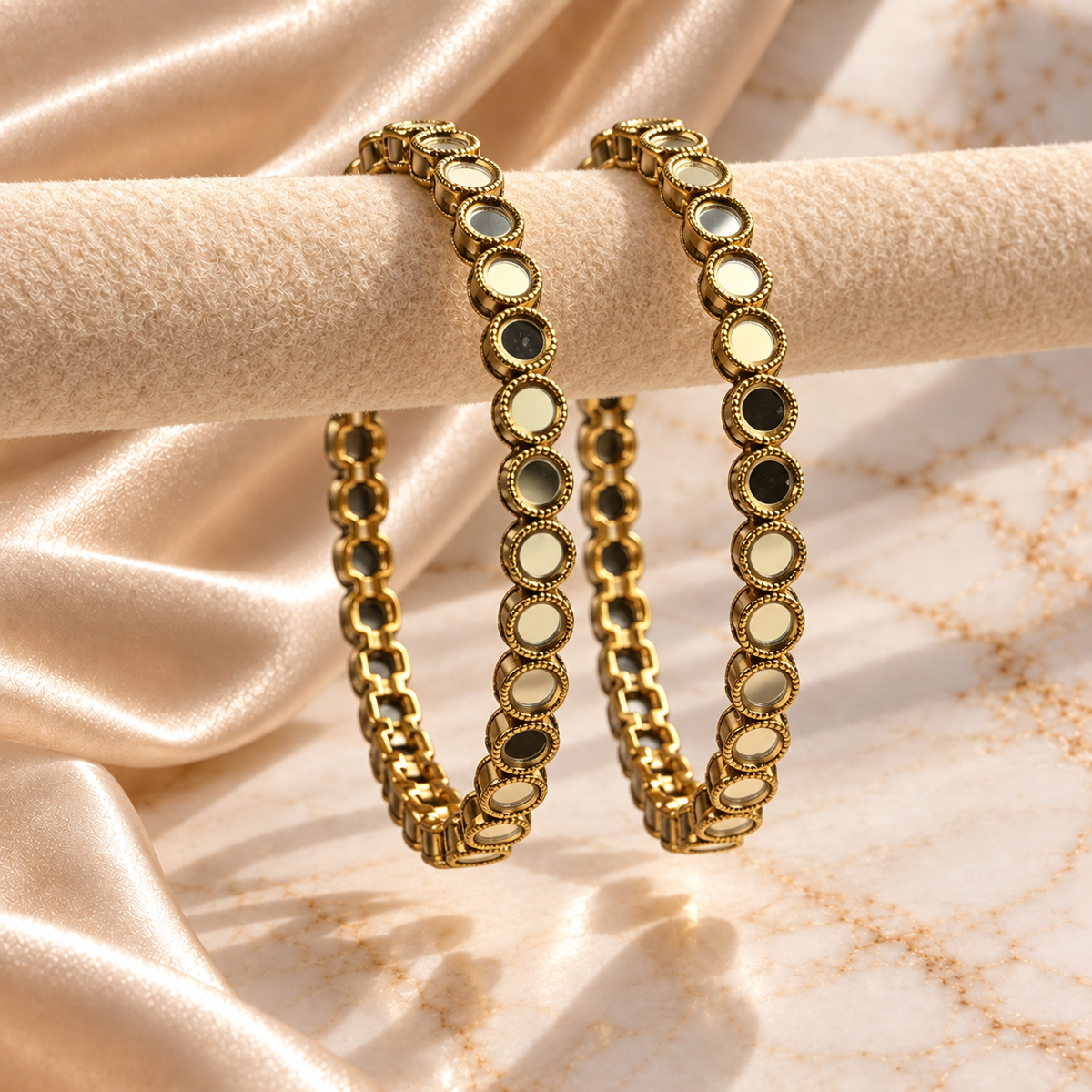 Round Mirror Stone Bangles