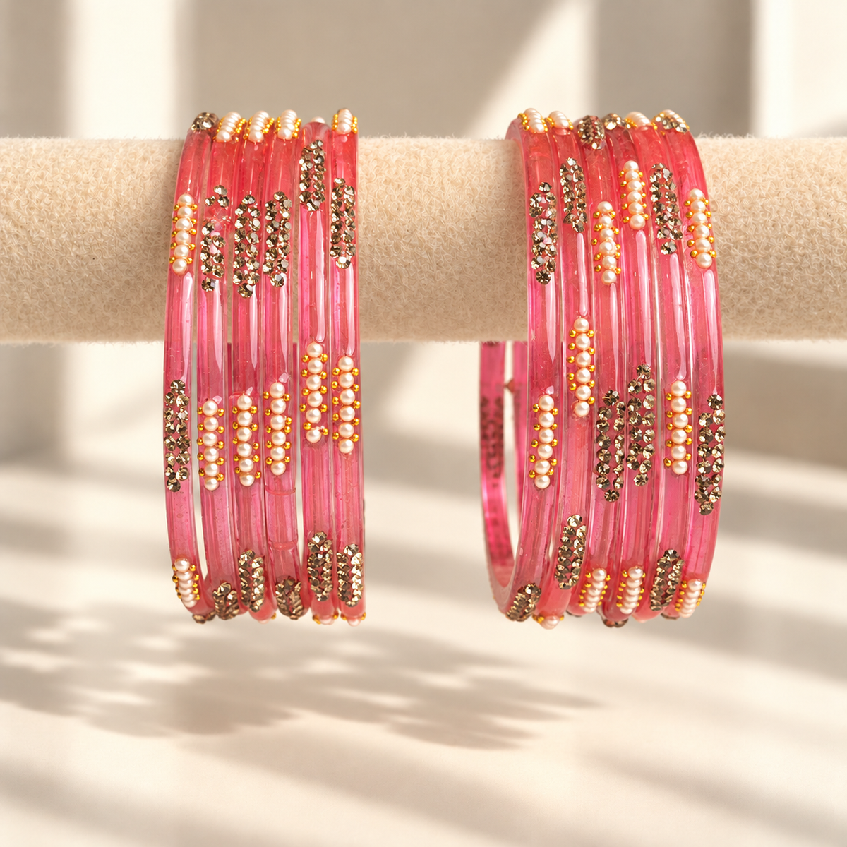 Pearl Line Glass Bangle