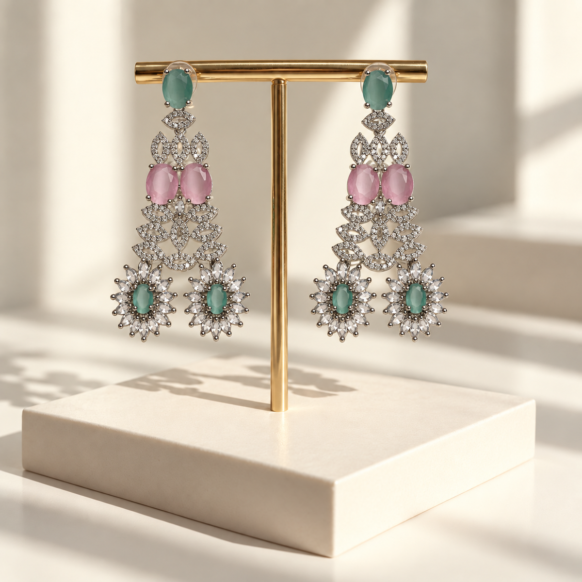 Graceful Stone Flower Earrings