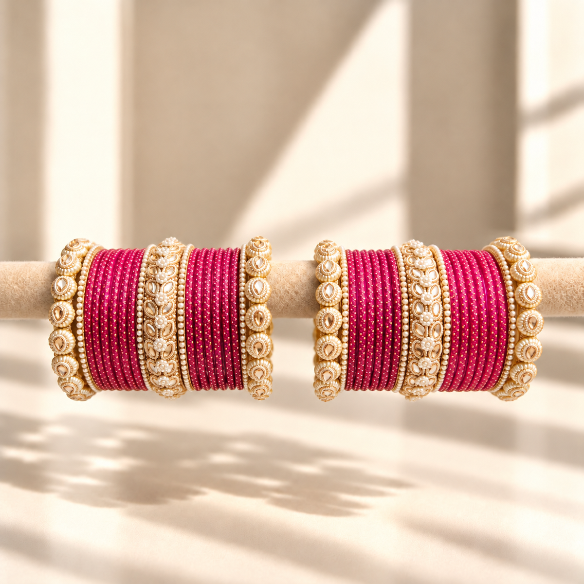 Drop Border Glass Bangle Set