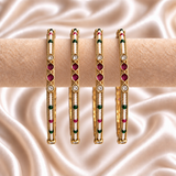 Rajwada Moti Border Round Ruby Stone Bangles