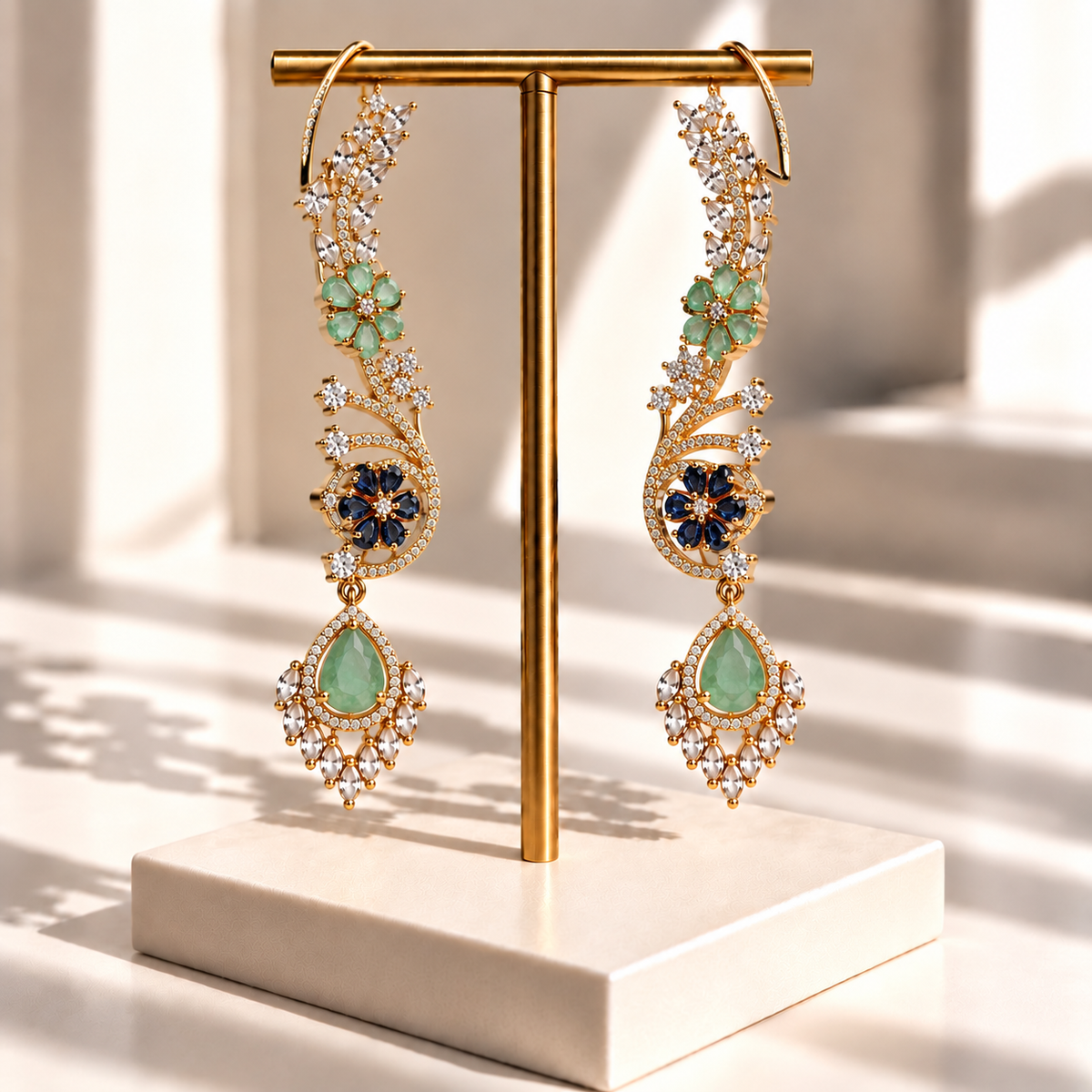 Leaf and Blossom Drop Earrings