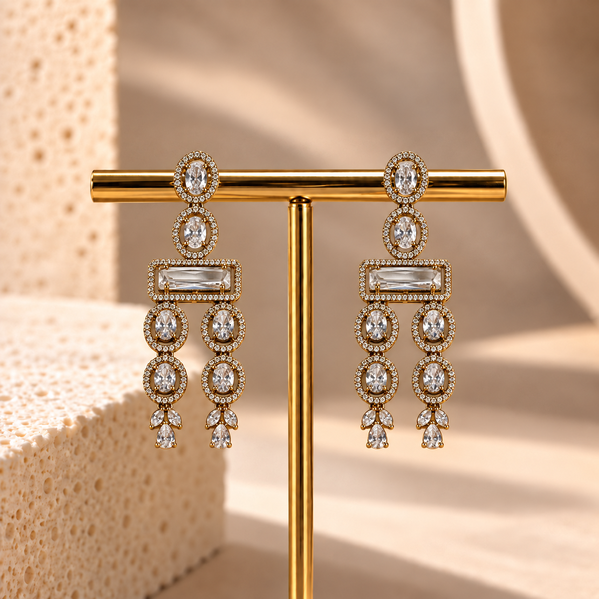 American Diamond Layered Drop Necklace Set