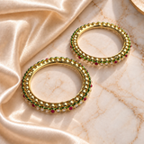 Twin Tone Round Kundan Stone Bangles