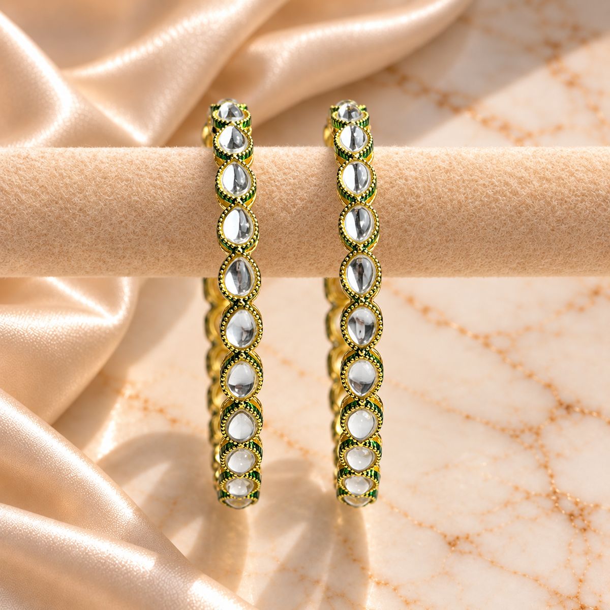 Kundan Tear Drop Line Bangles