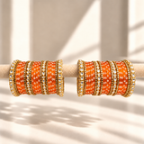 Floral Kundan Stone Bangle Set