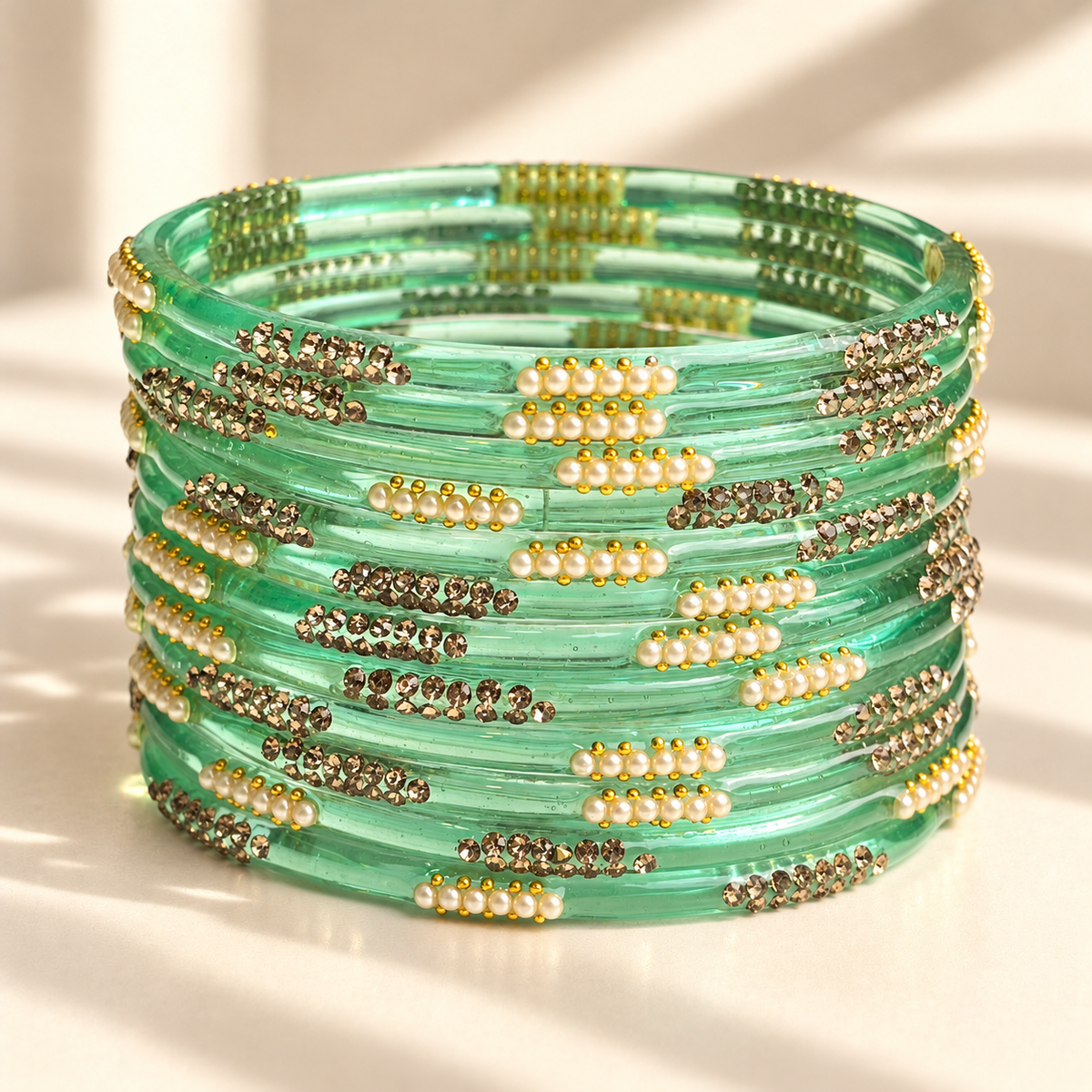 Pearl Line Glass Bangle
