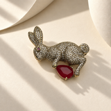 Rabbit Stone Brooch