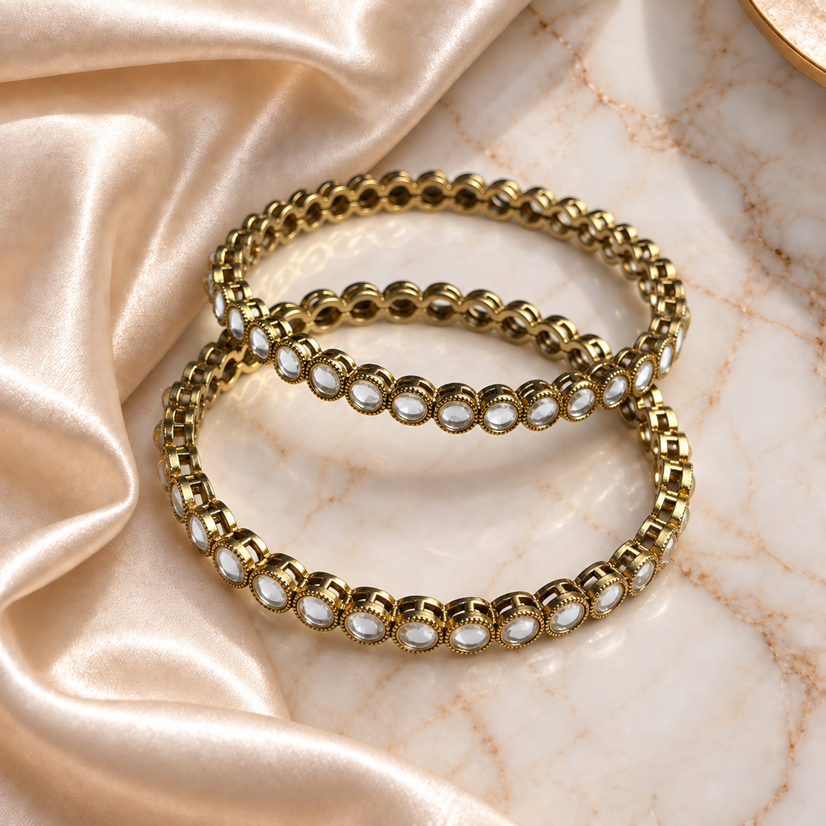 Round Mirror Stone Bangles
