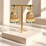 Floral Stone Pearl Jhumkas