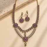 American Diamond Two Layer Floral Necklace Set