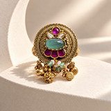 Round Motif Drop Charm Ring