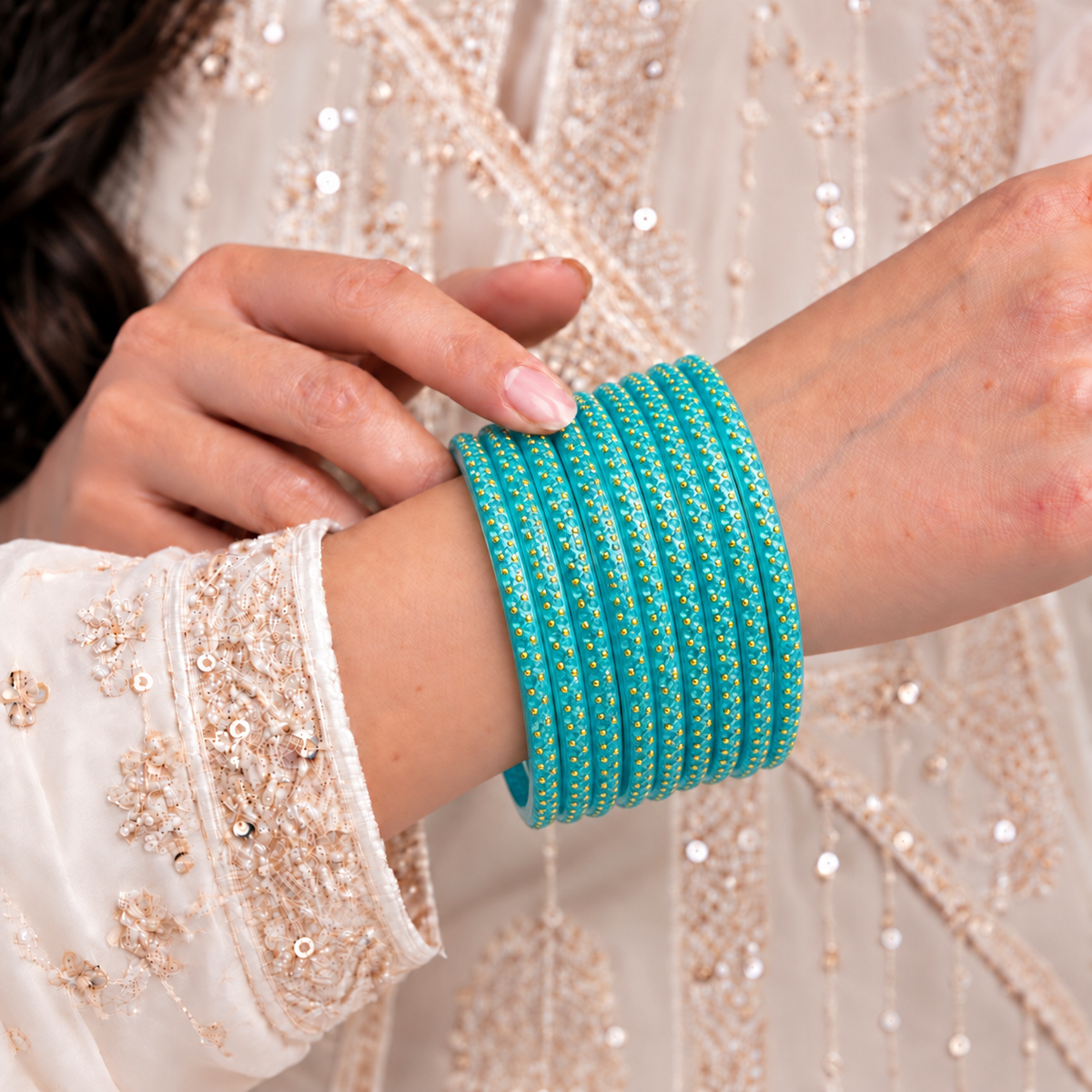 Golden Dot Glass Bangle