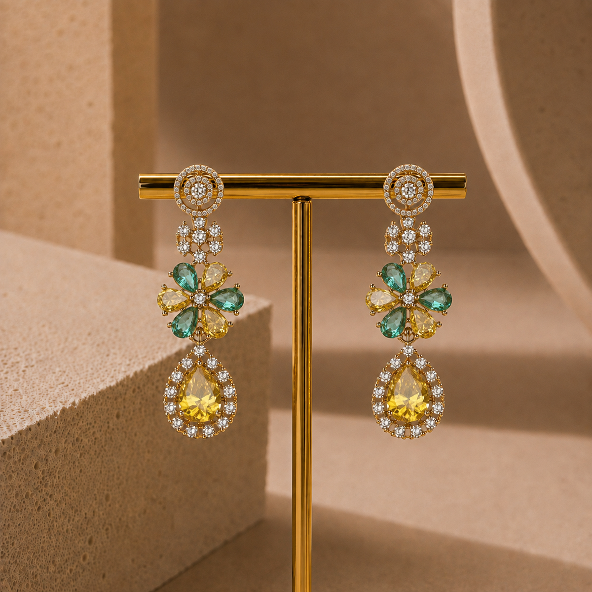 Twin Drop Motif Jewellery Set