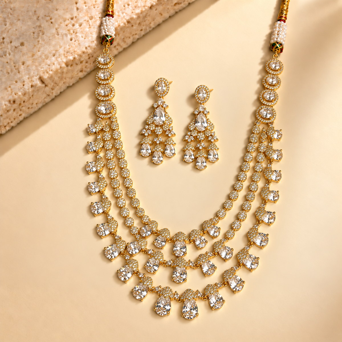 Pear Drop Tiered Necklace Set