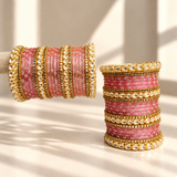 Floral Kundan Stone Bangle Set