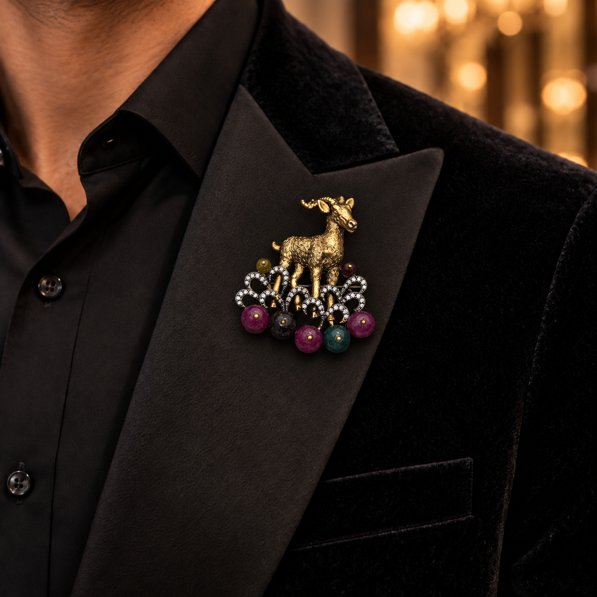 Deer Bead Brooch