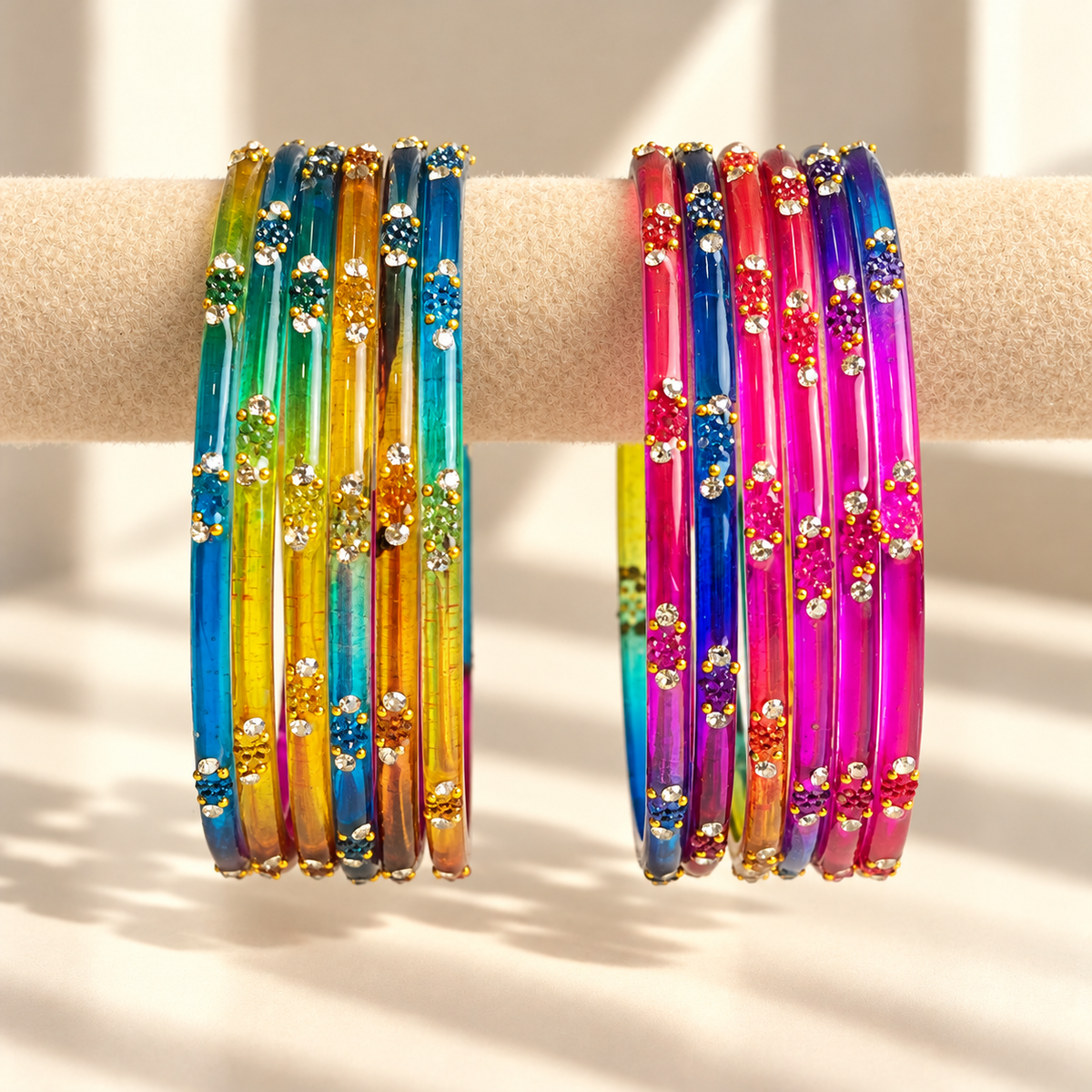 Dotted Stone Glass Bangle