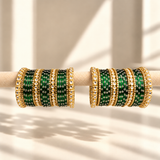 Floral Kundan Stone Bangle Set