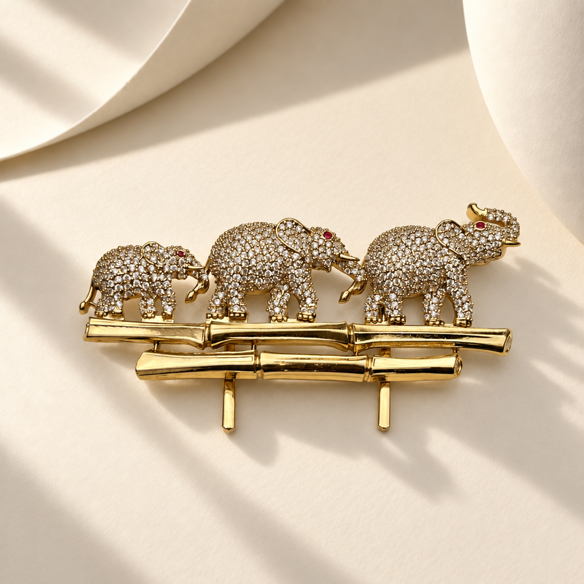 Three Elephant Brooch