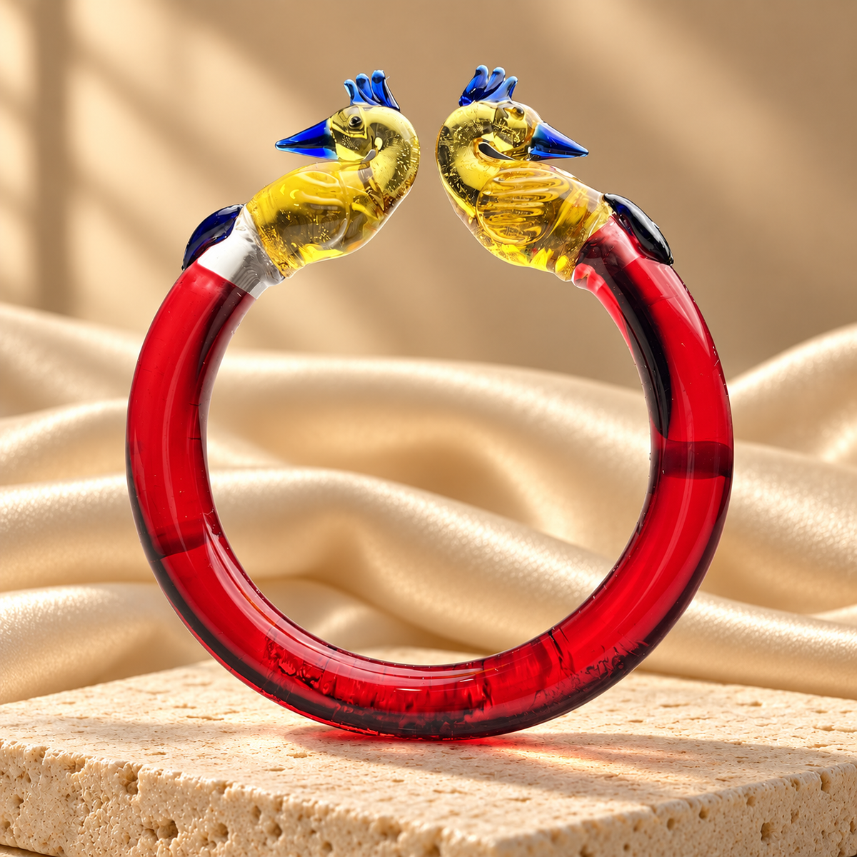 Royal Peacock Design Glass Kada