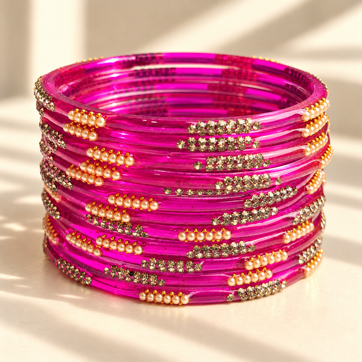 Pearl Line Glass Bangle
