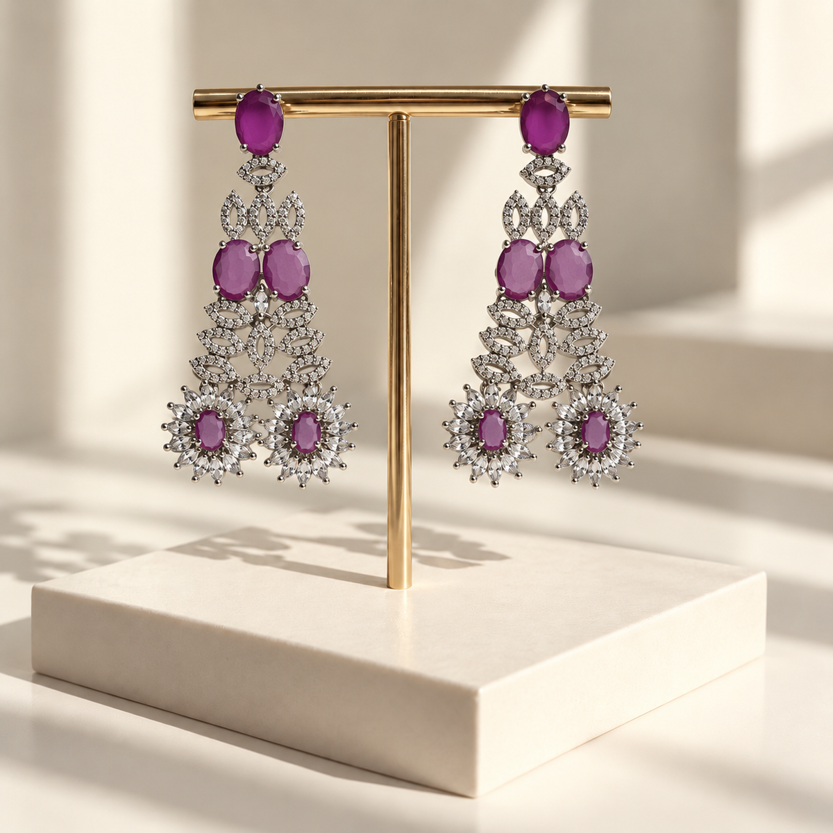 Graceful Stone Flower Earrings