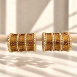 Floral Kundan Stone Bangle Set