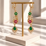 Leaf and Blossom Drop Earrings