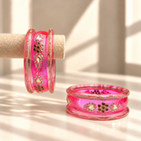 Drop Stone Short Glass Kada Bangle Set