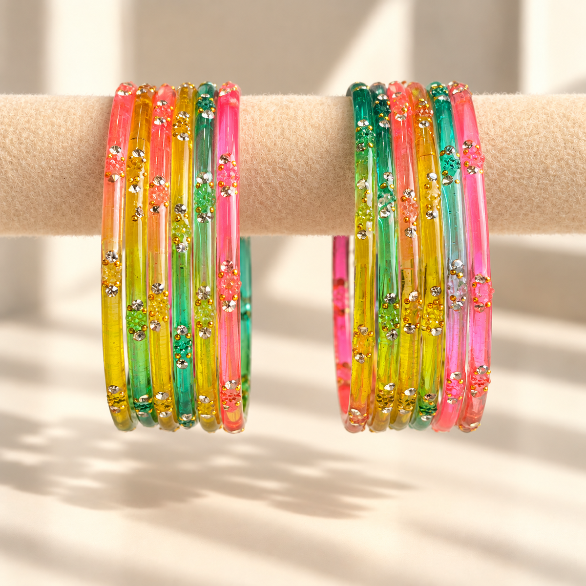 Dotted Stone Glass Bangle